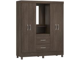 Guarda Roupa 4 Portas com Pés e Espelho Lord Ébano Touch 42220 Demóbile