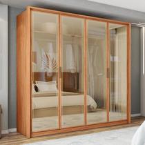 Guarda-roupa 4 Portas com Vidro Reflecta e 3 Gavetas New Reflex