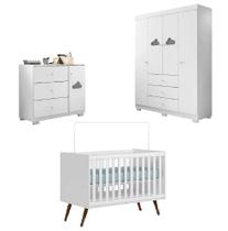 Guarda Roupa 4 Portas, Cômoda Sapateira Em Mdf E Berço