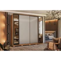 Guarda Roupa 4 Portas de Correr e 4 Gavetas c/ 2 Vidros Reflecta e Pés Laredo Flex Amêndola/Amêndola ou Nude - Demóbile