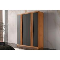 Guarda Roupa 4 Portas e 2 Gavetas c/ Pés Grécia Naturale/Grafite - Rufato Guarda Roupa 4 Portas e 2 Gavetas c/ Pés Grécia Naturale/Grafite - Rufato