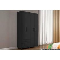 Guarda Roupa 4 Portas e 2 Gavetas Canadá Preto Fosco - Conquista