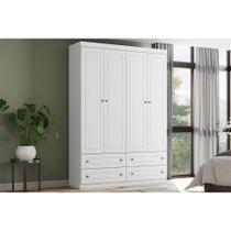 Guarda Roupa 4 Portas e 4 Gavetas Americano Branco - Henn Guarda Roupa 4 Portas e 4 Gavetas Americano Branco - Henn