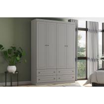 Guarda Roupa 4 Portas e 4 Gavetas Americano Cinza - Henn Guarda Roupa 4 Portas e 4 Gavetas Americano Cinza - Henn