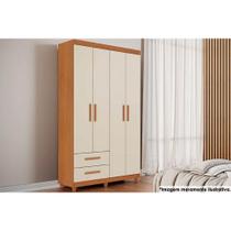 Guarda Roupa 4 Portas e 4 Gavetas c/ Pés Canadá Plus Cinamomo/Off White - Conquista