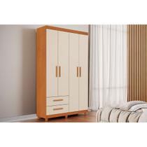 Guarda Roupa 4 Portas e 4 Gavetas c/ Pés Canadá Plus Cinamomo/Off White - Conquista