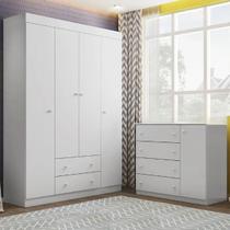 Guarda Roupa 4 portas e Cômoda Sapateira Elisa em Mdf