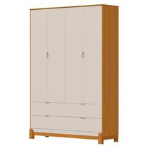 Guarda Roupa 4 Portas Infantil Lótus Liso Areia Acetinado Savana - Reller Guarda Roupa 4 Portas Infantil Lótus Liso Areia Acetinado Savana - Reller