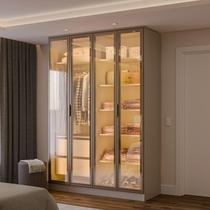 Guarda-roupa 4 Portas Reflecta com Led 100% Mdf Orion CabeCasa MadeiraOriginals Aveia Guarda-roupa 4 Portas Reflecta com Led 100% Mdf Orion CabeCasa MadeiraOriginals Aveia