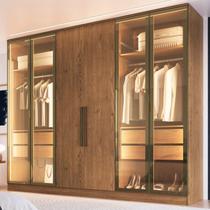 Guarda Roupa 4 Portas Reflecta com Led 4 Gavetas Berlim 100% Mdf Guarda Roupa 4 Portas Reflecta com Led 4 Gavetas Berlim 100% Mdf