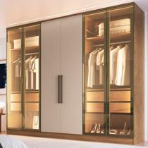 Guarda Roupa 4 Portas Reflecta com LED Bege/Macadâmia/Duna Guarda Roupa 4 Portas Reflecta com LED Bege/Macadâmia/Duna