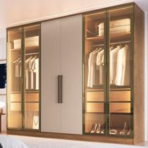 Guarda Roupa 4 Portas Reflecta com Led