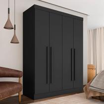 Guarda Roupa 4 Portas Solteiro Mayra Preto - Móveis Arapongas - A Móveis Arapongas