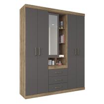 Guarda Roupa 5 Portas 3 Gavetas Star 5.3 Atacama/Grafite - PR Móveis