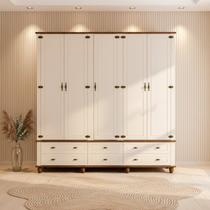 Guarda-Roupa 5 Portas 6 Gavetas com Tampo Bases e Pés de Madeira Maciça Joy Off White Guarda-Roupa 5 Portas 6 Gavetas com Tampo Bases e Pés de Madeira Maciça Joy Off White