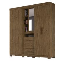 Guarda Roupa 5 Portas com Espelho Eldorado Castanho Wood 907331 Moval Guarda Roupa 5 Portas com Espelho Eldorado Castanho Wood 907331 Moval