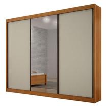 Guarda Roupa 6 Gavetas San Marino Premium com Espelho Cinamomo Off White Leifer Móveis