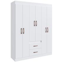 Guarda Roupa 6 Portas 02 Gavetas Montevideu- Cor Branco - Doripel