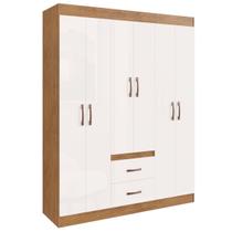 Guarda Roupa 6 Portas 02 Gavetas Montevideu - Cor Nogueira Off