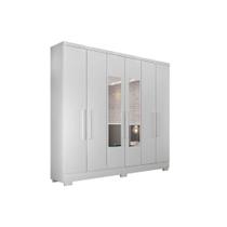 Guarda Roupa 6 Portas (2 c/ Espelho) e 2 Gavetas c/ Pés Milly/Veneza Branco - Novo Horizonte