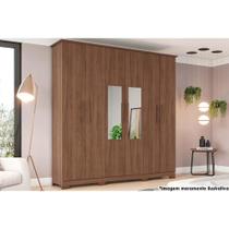 Guarda Roupa 6 Portas (2 c/ Espelho) e 3 Gavetas c/ Pés Cover Castanho - Henn