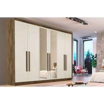 Guarda Roupa 6 Portas (2 c/ Espelho) e 6 Gavetas Oslo Braúna/Off White - Europa Guarda Roupa 6 Portas (2 c/ Espelho) e 6 Gavetas Oslo Braúna/Off White - Europa