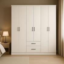 Guarda-roupa 6 Portas 2 Gavetas 6 Prateleiras 1 Cabideiro Califórnia Branco