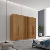 Guarda-Roupa 6 Portas 2 Gavetas com Pés MDF Logan Marrom/Marrome