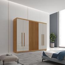 Guarda-Roupa 6 Portas 2 Gavetas com Pés MDF Logan Off White/Marrome
