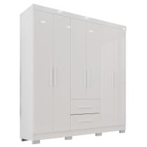 Guarda Roupa 6 Portas 2 Gavetas MDP com Pés Branco