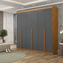 Guarda-Roupa 6 Portas 2 Gavetas Versa 164cm Cinza/Onix