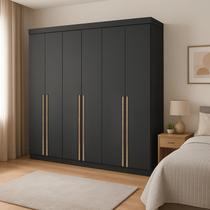 Guarda Roupa 6 Portas 2 Gavetas Versa 164cm Preto
