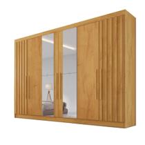 Guarda Roupa 6 Portas 2 Portas Ripadas Potente com Espelho MDF - Móveis Europa