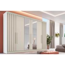 Guarda Roupa 6 Portas (2 Ripadas e 2 c/ Espelho) e 6 Gavetas Potente Off White - Europa Guarda Roupa 6 Portas (2 Ripadas e 2 c/ Espelho) e 6 Gavetas Potente Off White - Europa