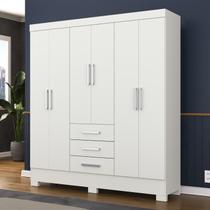 Guarda Roupa 6 Portas 3 Gavetas GR6365 Branco Fortaleza Rodial Móveis