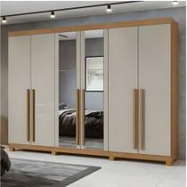 Guarda-Roupa 6 Portas 4 Gavetas Bertha com Espelho Amêndoa Clean / Off white - Lopas