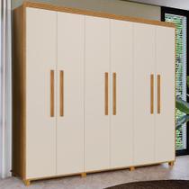 Guarda Roupa 6 Portas 4 Gavetas Casal 100% MDF Cinamomo Off White Blor Shop Jm