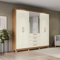 Guarda-Roupa 6 Portas 4 Gavetas com Espelho 250cm Kappesberg