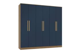 Guarda-Roupa 6 Portas 4 Gavetas Kappesberg Adapt Nogueira/Azul Profundo 237cm