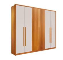 Guarda Roupa 6 Portas 6 Gavetas 100% MDF Anápolis Ripado Montagem Inteligente - Móveis Valverde - Cinamomo/Off White