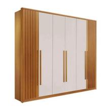 Guarda Roupa 6 Portas 6 Gavetas 100% MDF Anápolis Ripado Montagem Inteligente - Móveis Valverde - Off White/Cinamomo