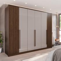 Guarda-Roupa 6 Portas 6 Gavetas Anápolis Plus Ripado 100% MDF Marrom/New Canion/Off White Guarda-Roupa 6 Portas 6 Gavetas Anápolis Plus Ripado 100% MDF Marrom/New Canion/Off White