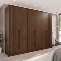 Guarda-Roupa 6 Portas 6 Gavetas Anápolis Plus Ripado 100% MDF Marrom/New Canion Guarda-Roupa 6 Portas 6 Gavetas Anápolis Plus Ripado 100% MDF Marrom/New Canion