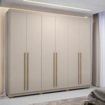 Guarda-Roupa 6 Portas 6 Gavetas com Maleiro interno Dubai Majestic Fendi 100% MDF - Vila Rica