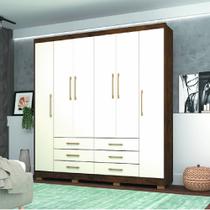 Guarda-roupa 6 portas 6 Gavetas Imbuia/Champ-SE - Sete Estrela Decorações