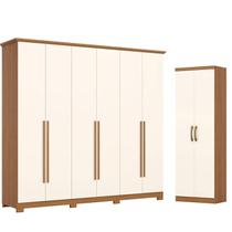 Guarda Roupa 6 Portas 6 Gavetas Leblon D327 com Armário Multiuso Margarida Cinamomo Off White - Henn Guarda Roupa 6 Portas 6 Gavetas Leblon D327 com Armário Multiuso Margarida Cinamomo Off White - Henn