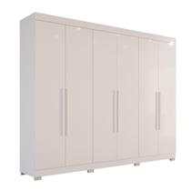 Guarda Roupa 6 Portas 6 Gavetas MDF com Pés Branco