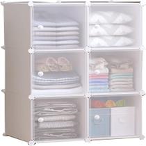 Guarda roupa 6 portas armário modular organizador brinquedos decorativo estante multiuso compacta