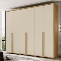 Guarda-Roupa 6 Portas com 5 Gavetas Internas 1 com Divisória e Maleiro Estrela RV Móveis Marrom/Cinamomo/Off White Guarda-Roupa 6 Portas com 5 Gavetas Internas 1 com Divisória e Maleiro Estrela RV Móveis Marrom/Cinamomo/Off White