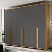 Guarda-Roupa 6 Portas com 5 Gavetas Internas 1 com Divisória e Maleiro Estrela RV Móveis